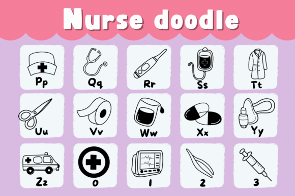 Nurse Doodle Font PNG with transparent background - Preview 2