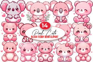 Pink Cute Blush Teddy Bear Clipart Graphic by sagorarts · Creative Fabrica