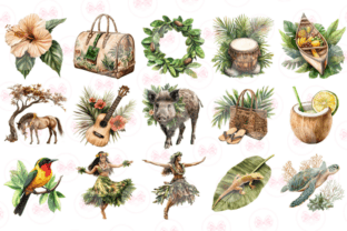 Sepia Tropical Beach Clipart Graphic by Markicha Art · Creative Fabrica