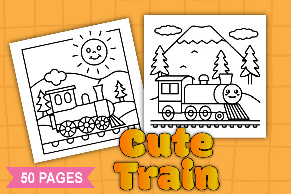 Super Cute Smiling Train Coloring Pages