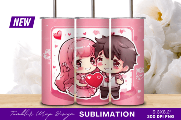 Valentine Cute Couple Cartoon Tumbler