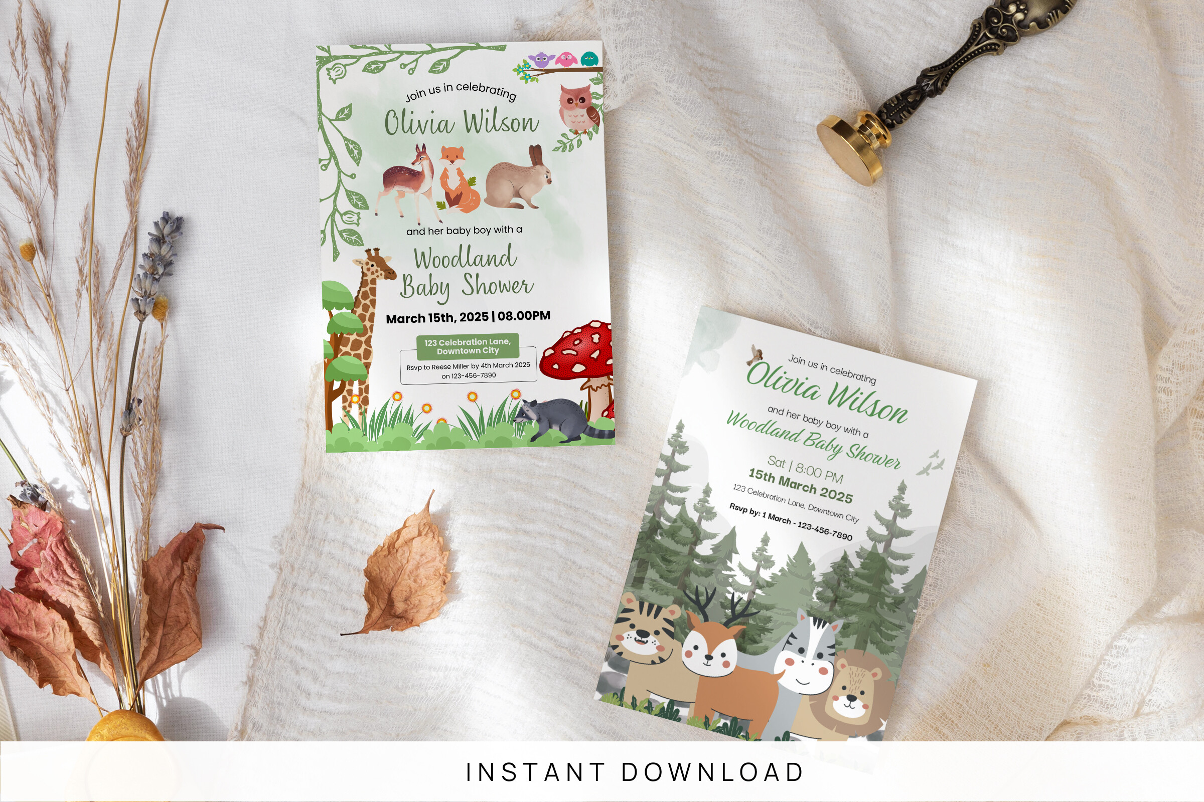 Woodland Boy Shower Invitation Template
