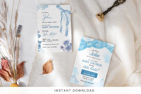 Blue Baby Shower Invitation Template