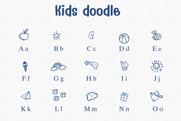 Kids Doodle Font PNG with transparent background - Preview 1
