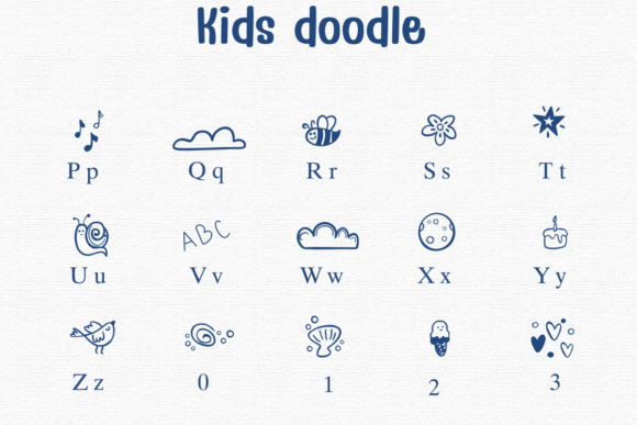 Kids Doodle Font PNG with transparent background - Preview 2