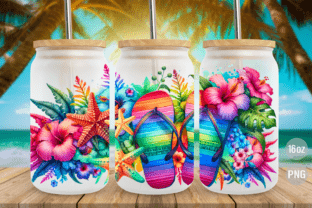 Summer Flip Flops 16oz Glass Can Wrap Graphic by iStyleMagic · Creative ...
