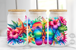 Summer Flip Flops 16oz Glass Can Wrap Graphic by iStyleMagic · Creative ...