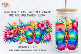 Summer Flip Flops 16oz Glass Can Wrap Graphic by iStyleMagic · Creative ...