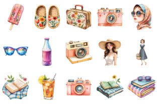 Vintage Aesthetic Summer Clipart Graphic by Rose Art · Creative Fabrica