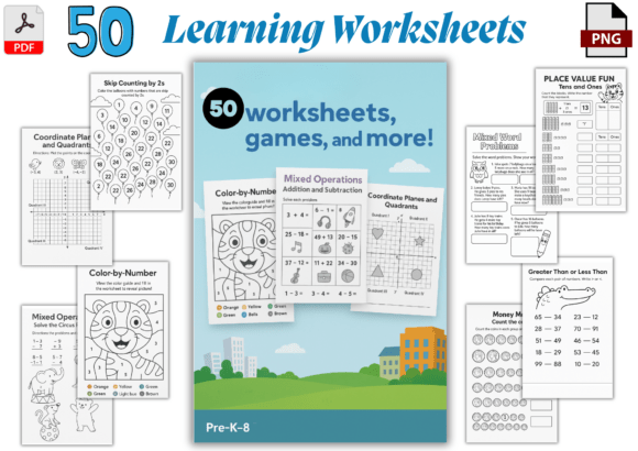 50 Worksheets Bundle for Kids