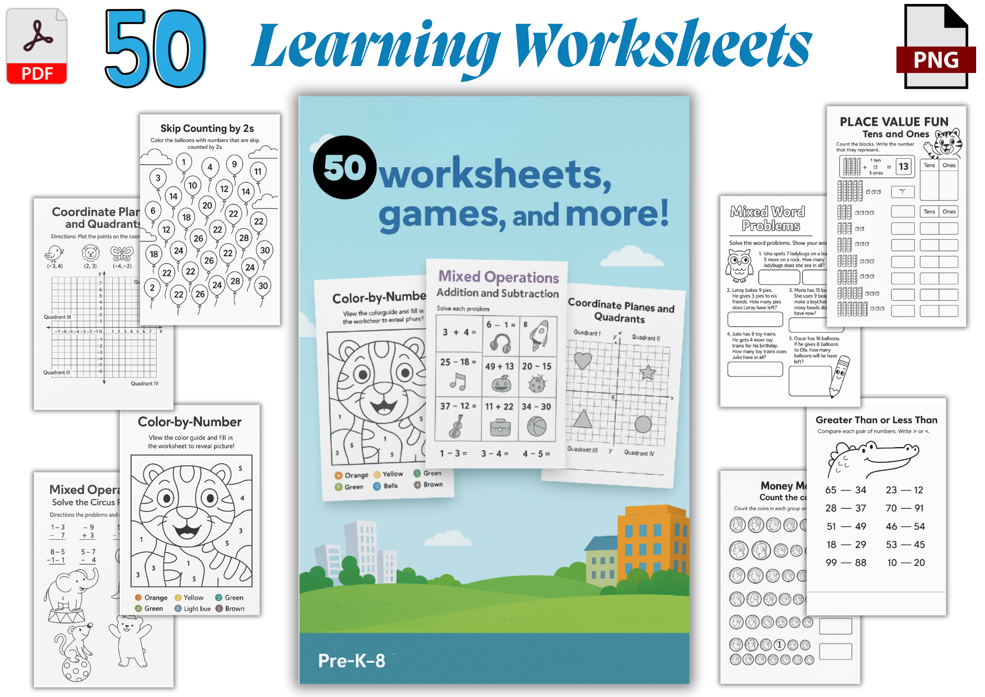 50 Worksheets Bundle for Kids