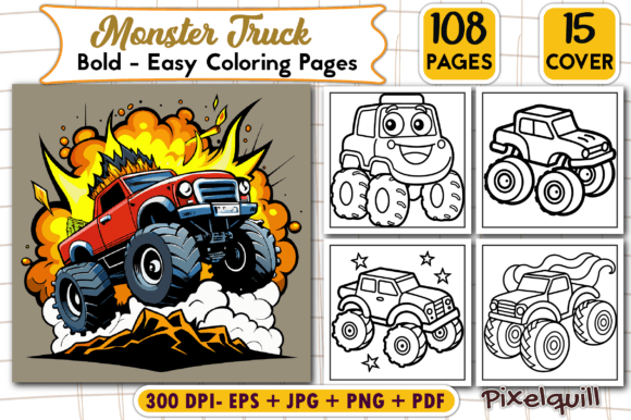Bold & Easy Monster Truck Coloring Pages