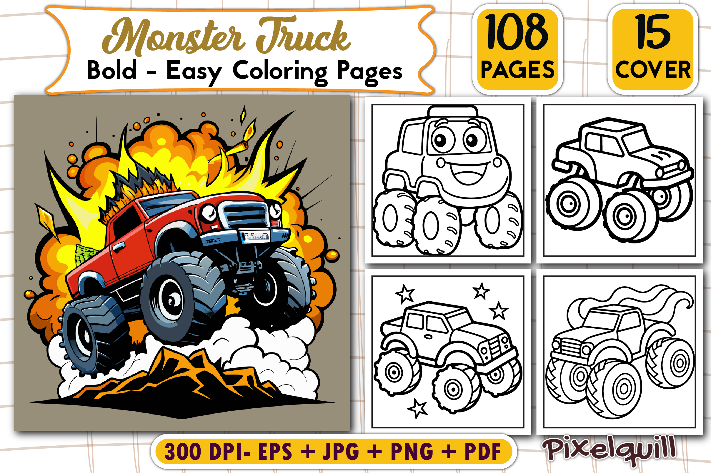 Bold & Easy Monster Truck Coloring Pages