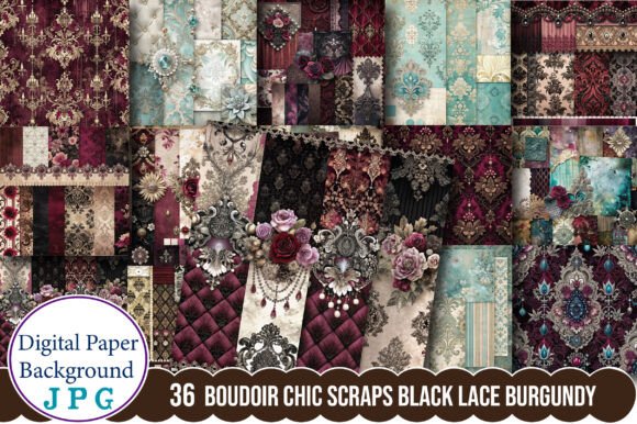 Boudoir Chic Scraps Black Lace Burgundy