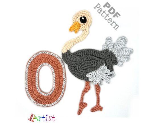 Crochet Animal Letter O Ostrich Pattern