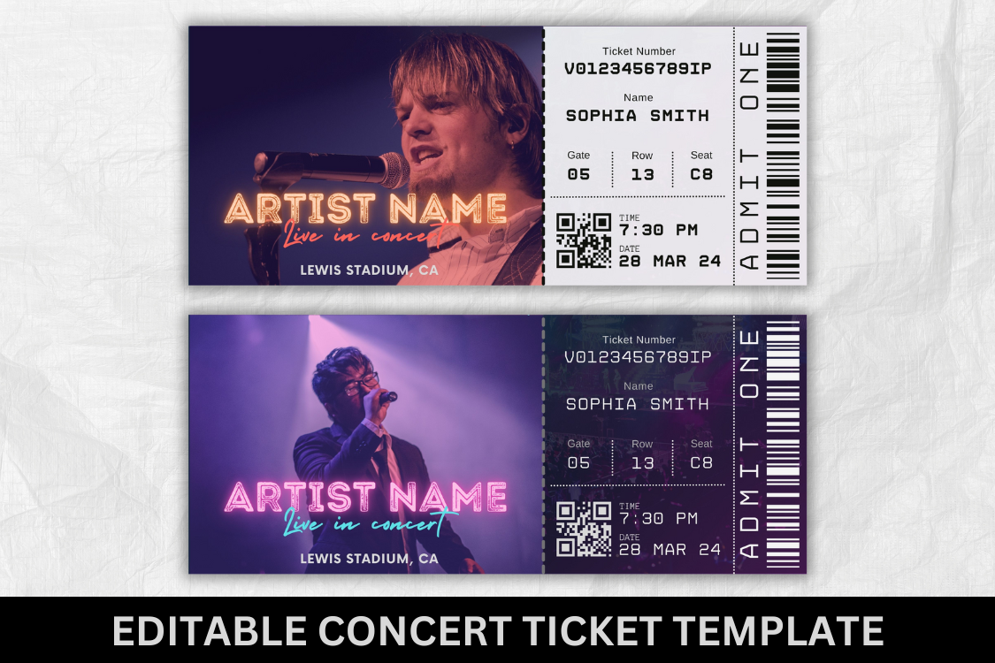 Editable Concert Ticket Template