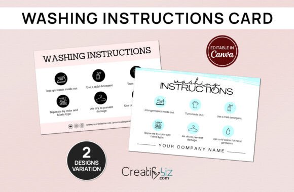 Editable Washing Instructions Care Card
