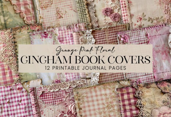 Grunge Pink Gingham Fabric Book Covers