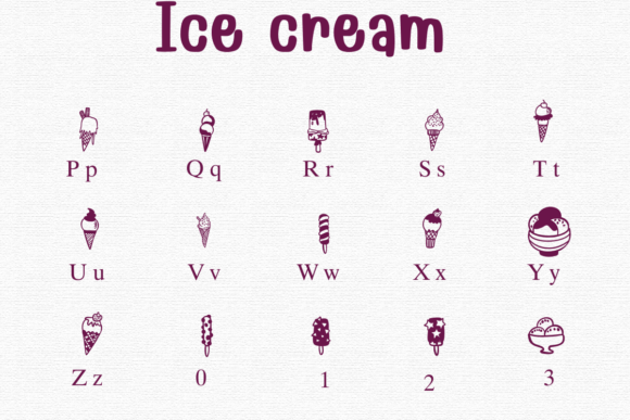 Ice Cream Font PNG with transparent background - Preview 2
