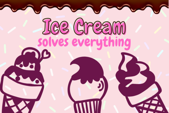 Ice Cream Font PNG with transparent background - Preview 5