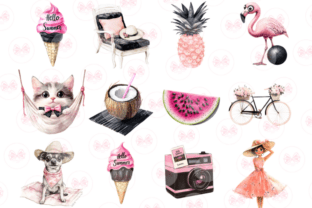 Ivory and Pink Hello Summer Clipart Graphic by Markicha Art · Creative ...