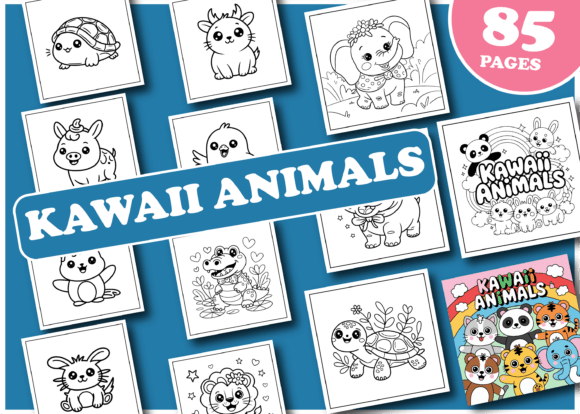 Kawaii Animals Coloring Book for Kids