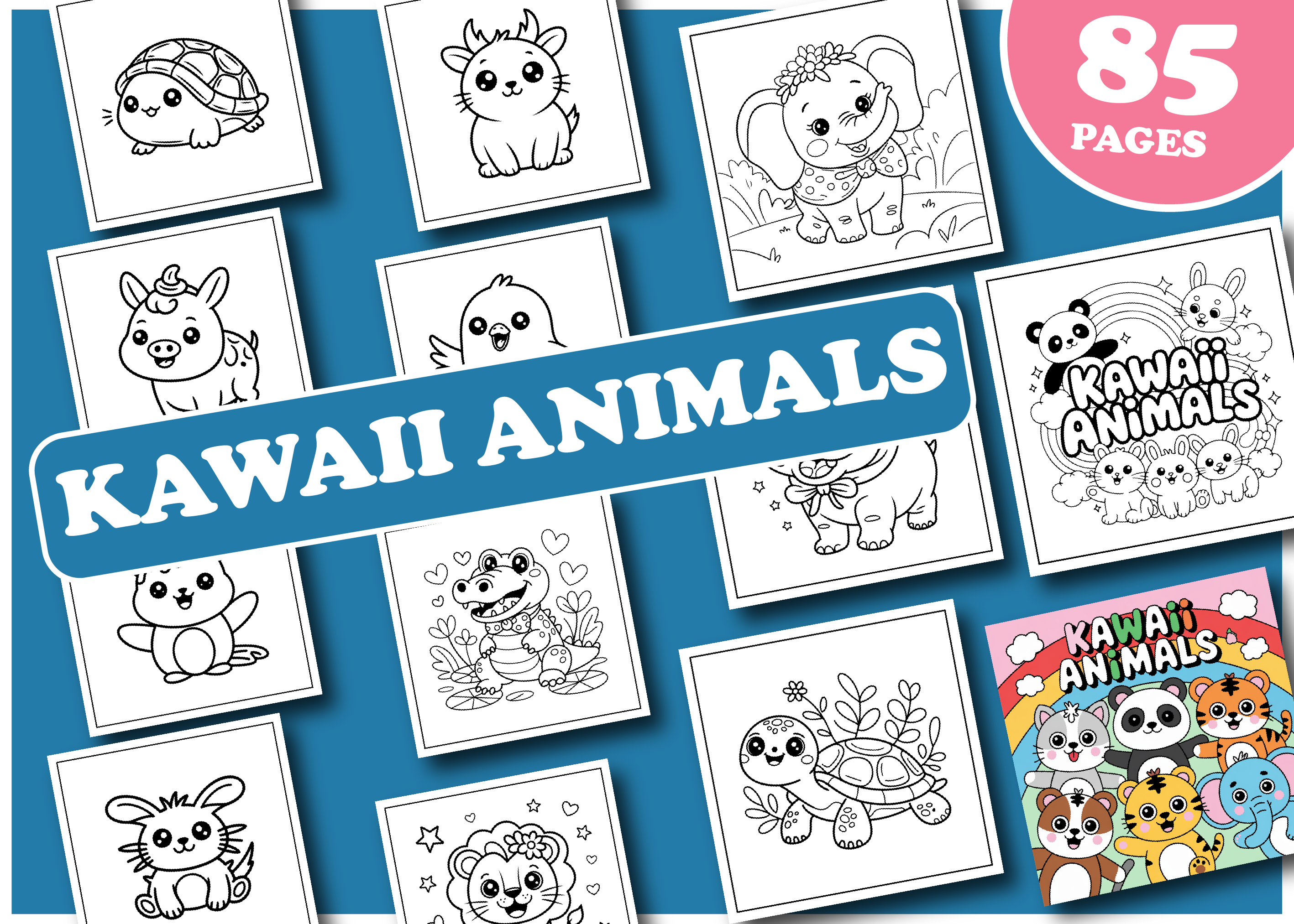 Kawaii Animals Coloring Book for Kids