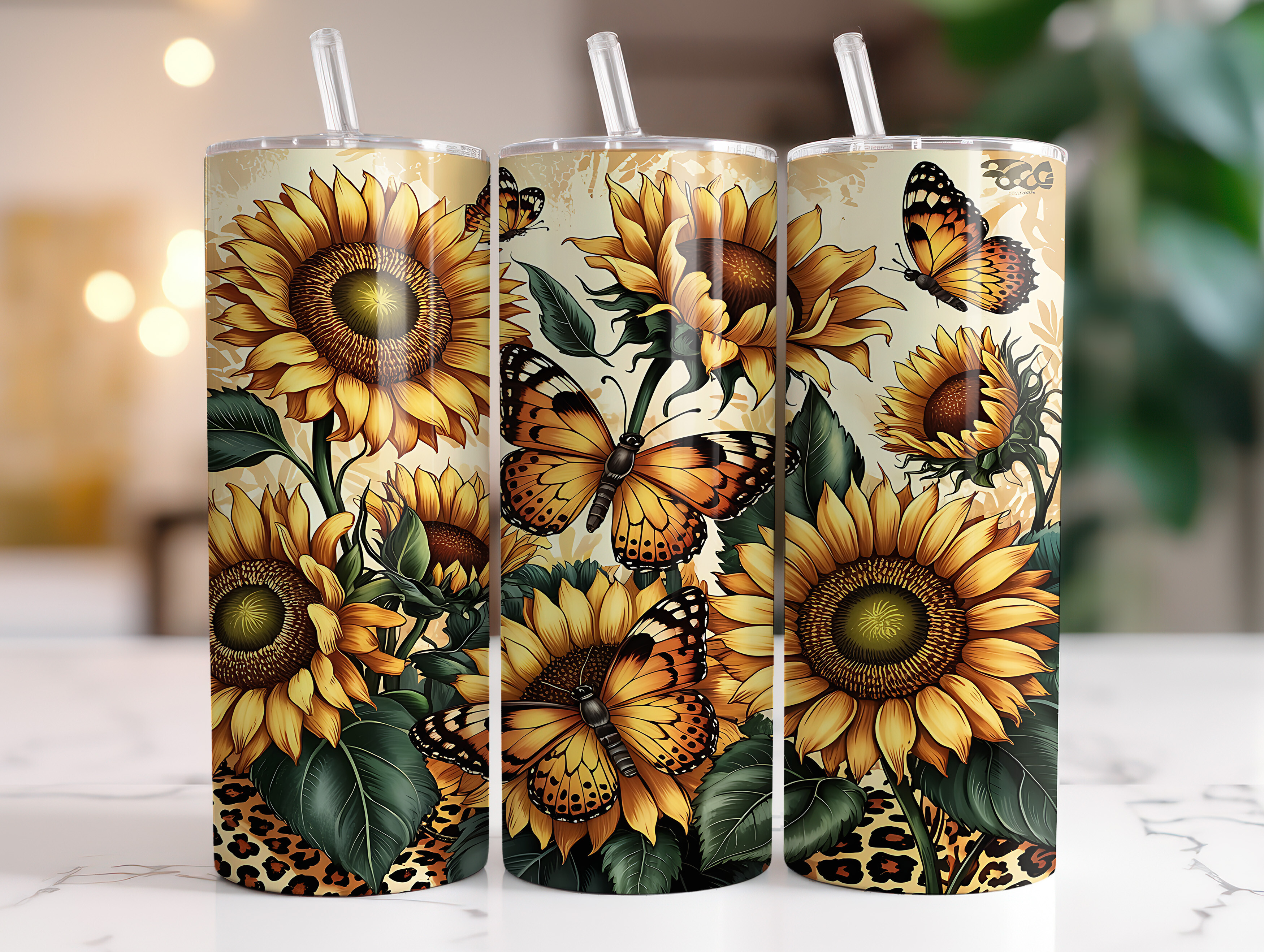 Sunflower & Butterfly 20oz Tumbler Wrap Graphic by RahatKDP · Creative ...