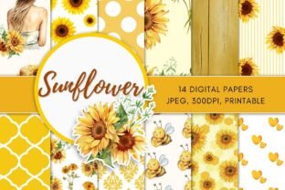 Sunflower Digital Paper Pack Graphic by StudioShvera · Creative Fabrica