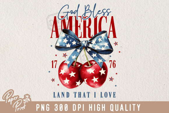 4th of July Cherry America Coquette PNG Graphic by PaperPrint ...