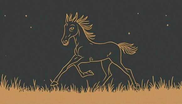 Art Deco Style of a Baby Horse Running