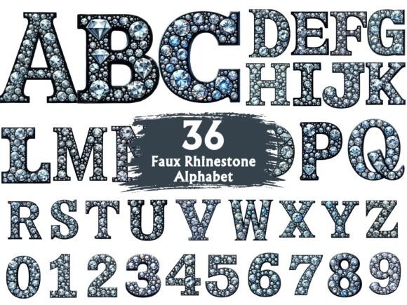 Faux Rhinestone Alphabet PNG Graphic Crafts By Vampire Art