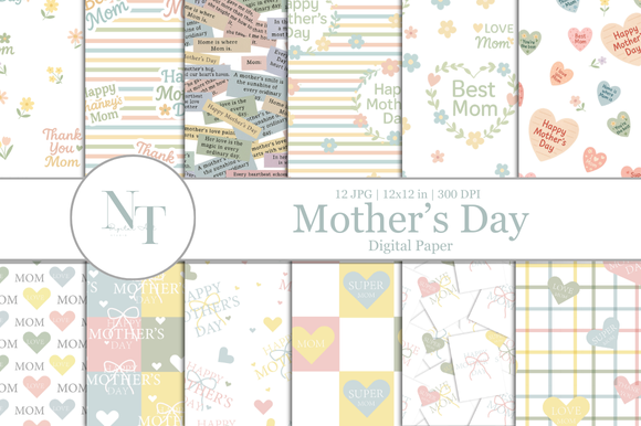 Happy Mothers Day Digital Paper Graphic by Nam Tiwa · Creative Fabrica