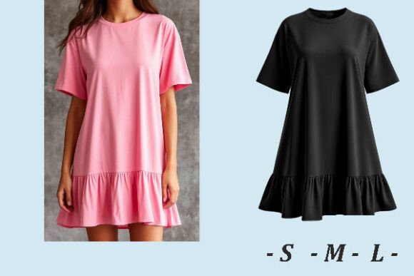 Linen Ruffle Hem Dress Flared Dress