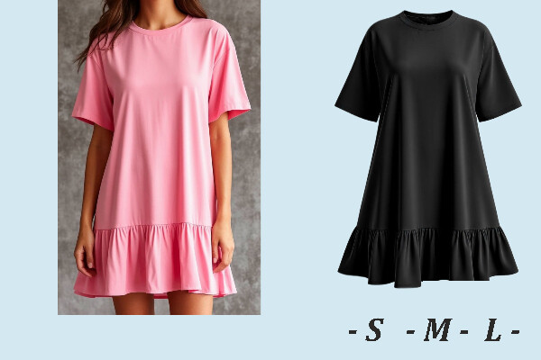 Linen Ruffle Hem Dress Flared Dress