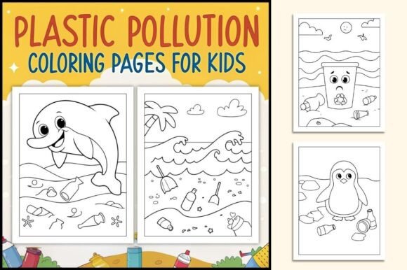 Plastic Pollution Coloring Pages for Kid