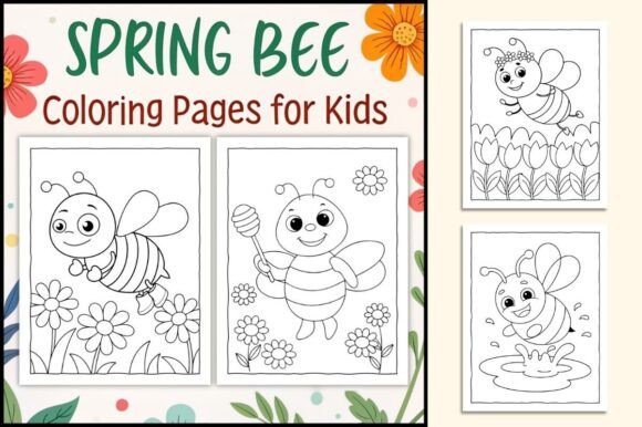 Spring Bee Coloring Pages for Kids