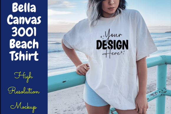 Bella Canvas 3001 Beach Mockup Graphic Product Mockups By Mockups Verse Pro