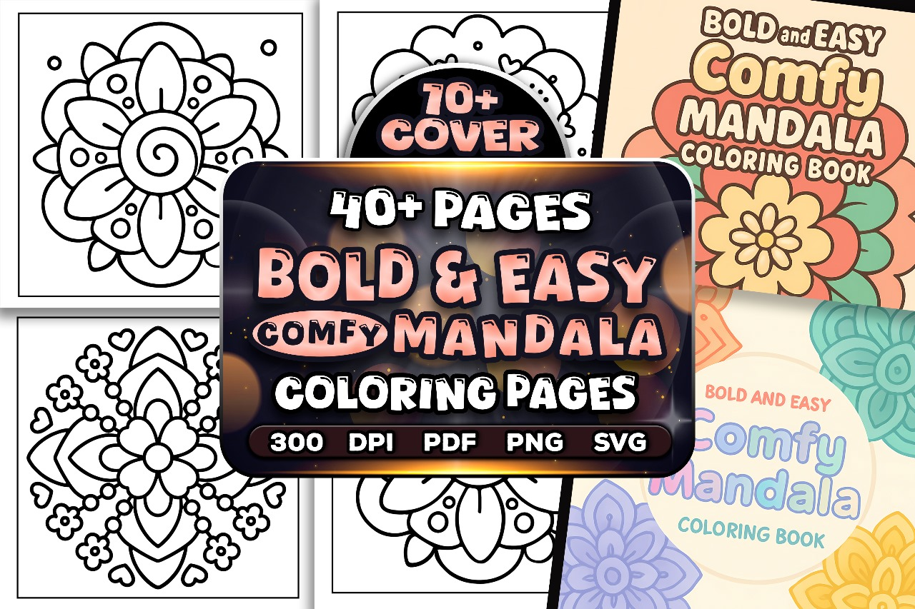 Bold Easy Comfy Mandala Coloring Pages