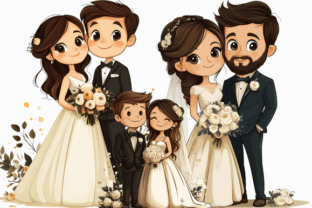 Cartoon Happy Romantic Bride and Groom Graphic by Aftab Store ...