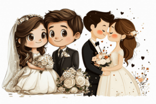 Cartoon Happy Romantic Bride and Groom Graphic by Aftab Store ...