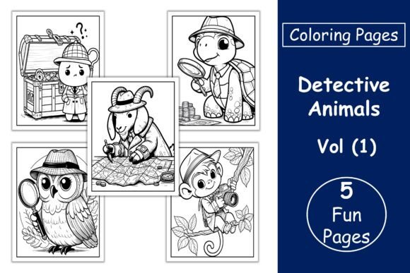 Detective Animals Coloring Pages VOL 1