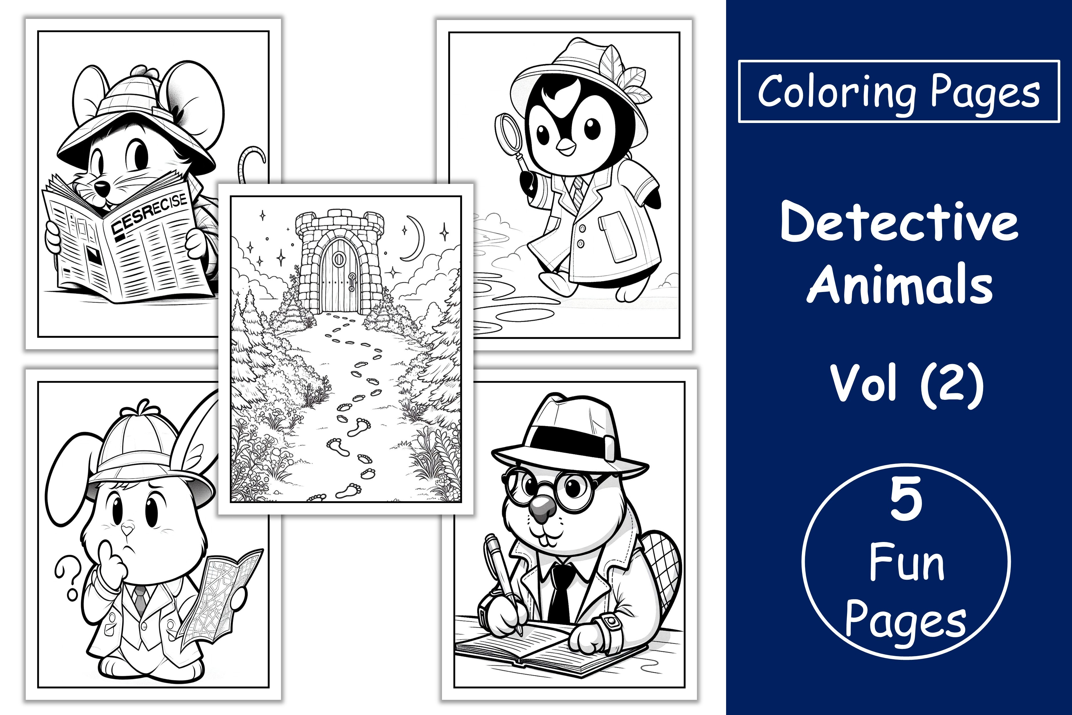 Detective Animals Coloring Pages VOL 2