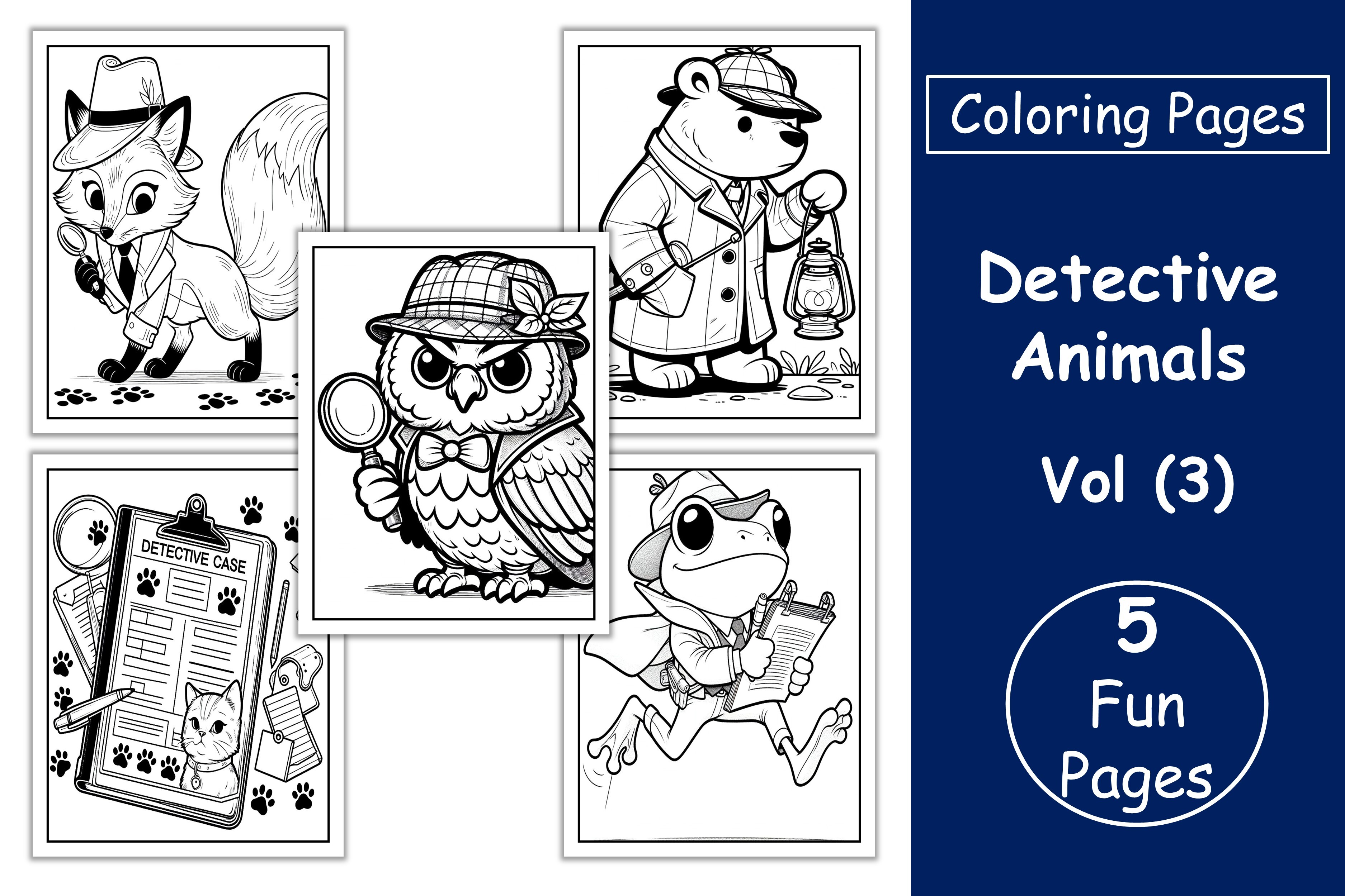 Detective Animals Coloring Pages VOL 3