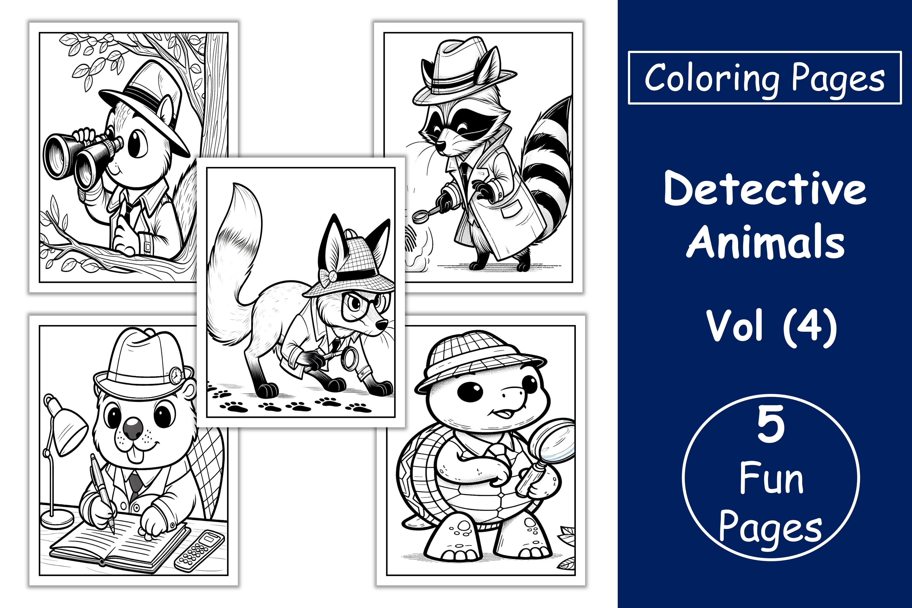 Detective Animals Coloring Pages VOL 4