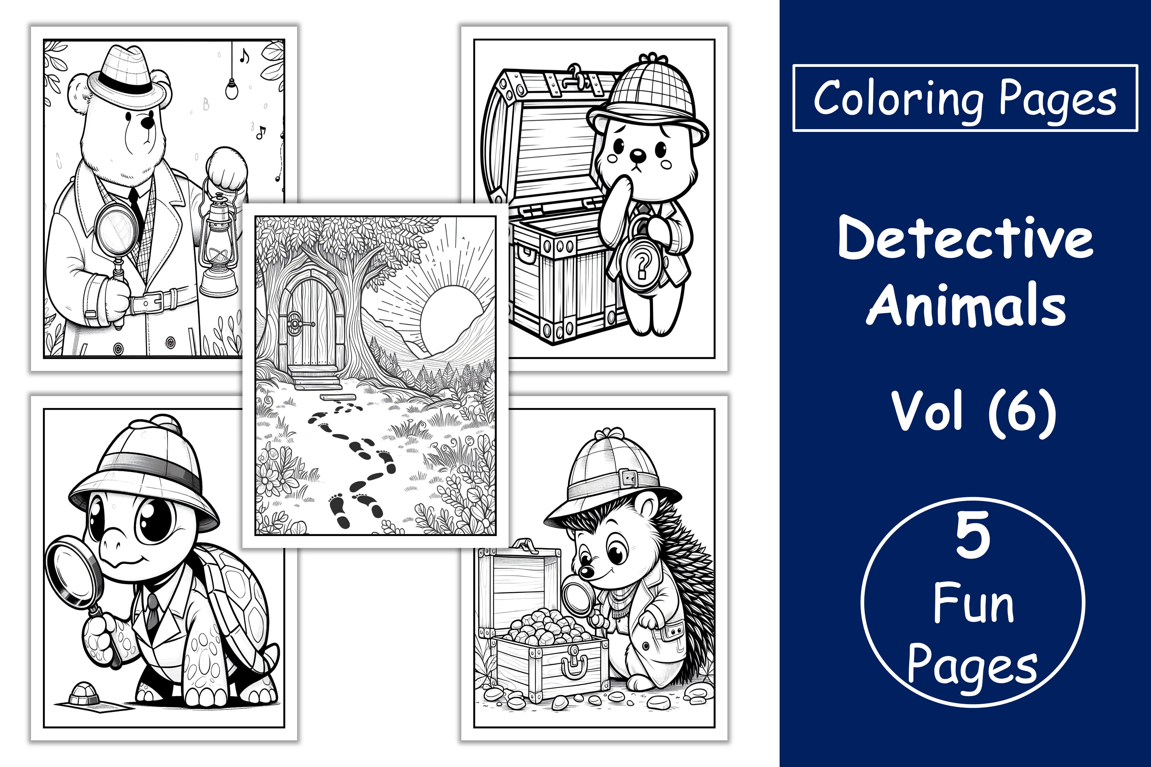 Detective Animals Coloring Pages VOL 6