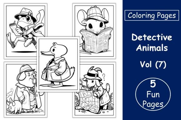 Detective Animals Coloring Pages VOL 7