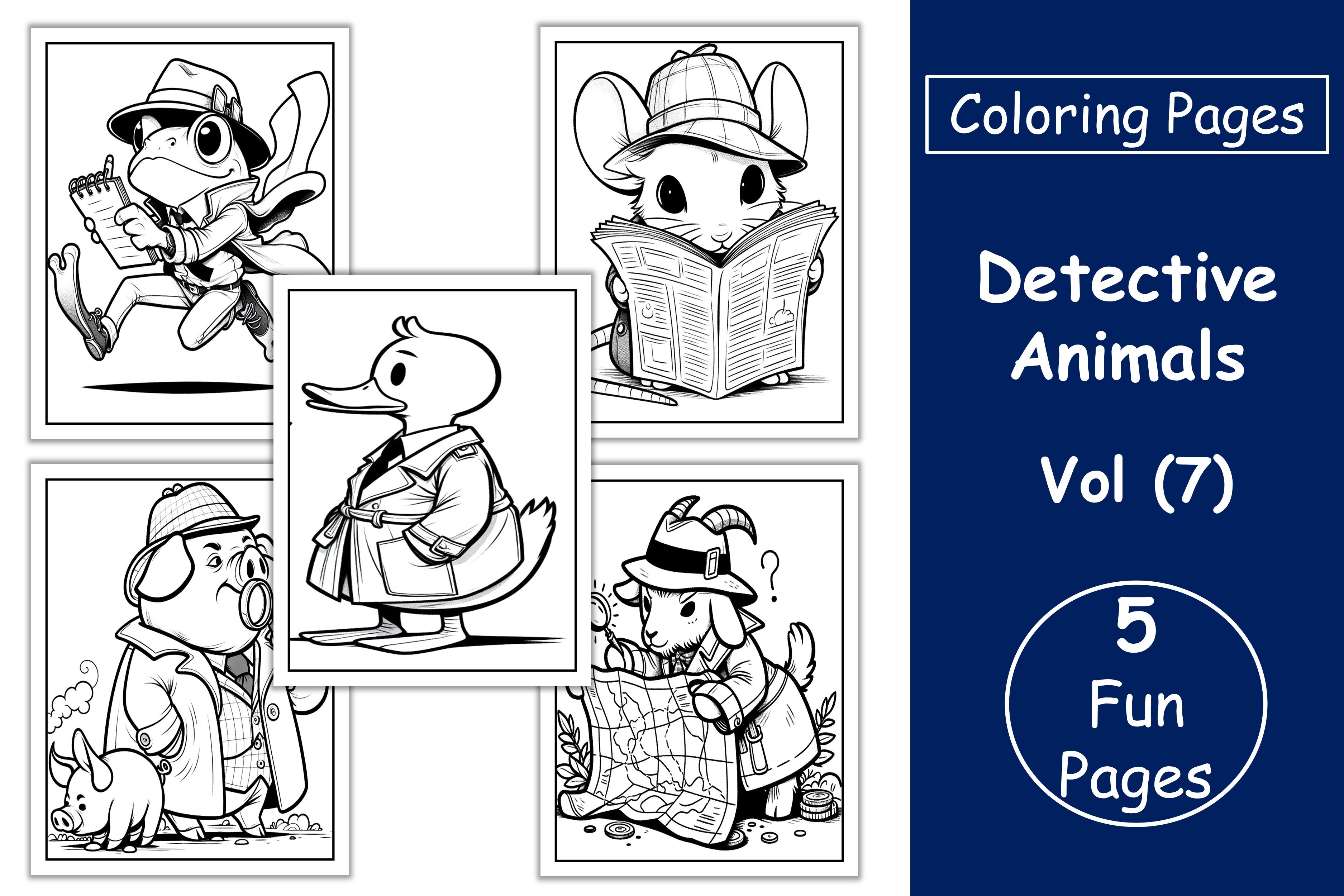 Detective Animals Coloring Pages VOL 7