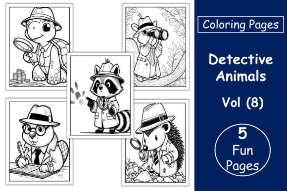 Detective Animals Coloring Pages VOL 8