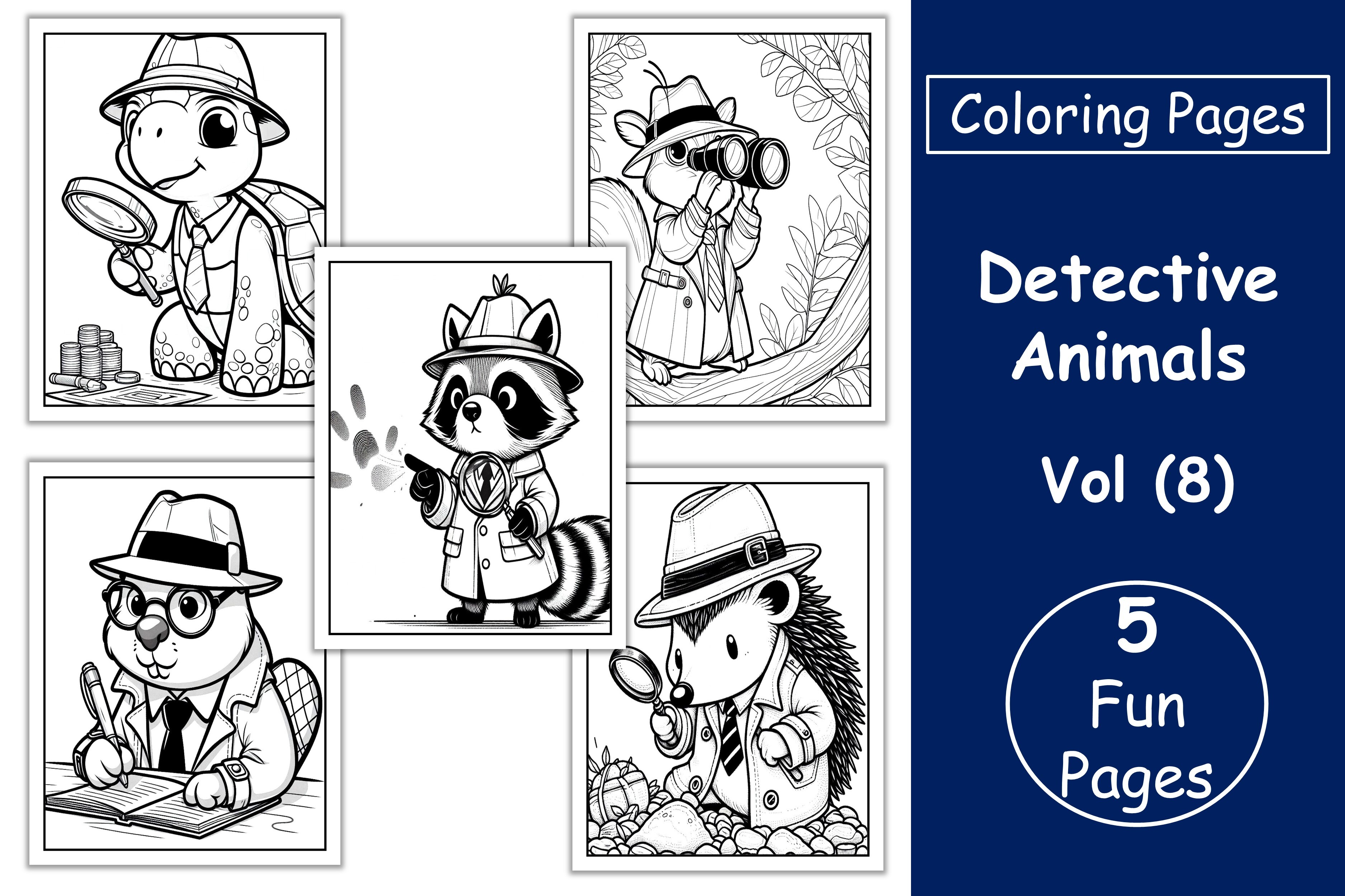 Detective Animals Coloring Pages VOL 8